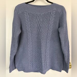 Tommy Hilfiger Blue Cable Knit Boat Neck Sweater